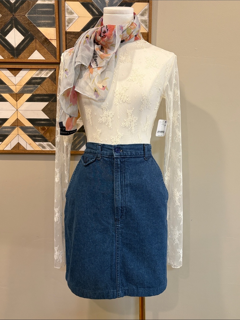 Vintage Ralph Lauren Blue Label 80s High-Waist Denim Mini Jean Skirt size 6